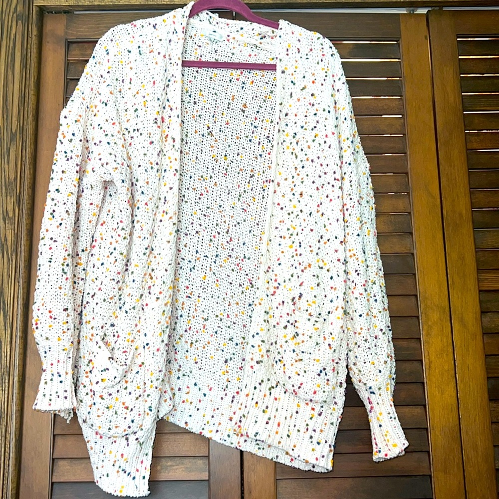 Colorful yarn cardigan